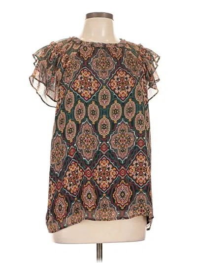 Pre-owned Ann Taylor Loft Short Sleeve Blouse In Brown