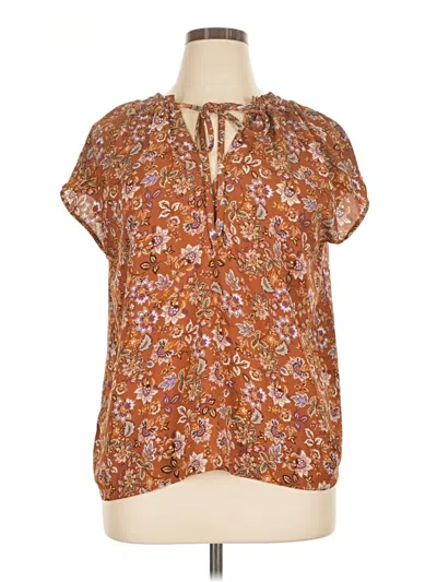 Pre-owned Ann Taylor Loft Short Sleeve Blouse In Brown