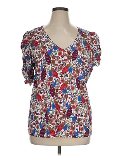 Pre-owned Ann Taylor Loft Short Sleeve Blouse In Brown
