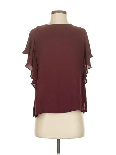 Pre-owned Ann Taylor Loft Short Sleeve Blouse In Burgundy