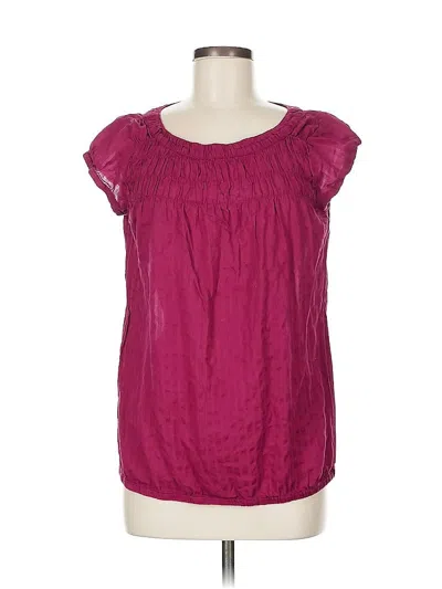 Pre-owned Ann Taylor Loft Short Sleeve Blouse In Burgundy