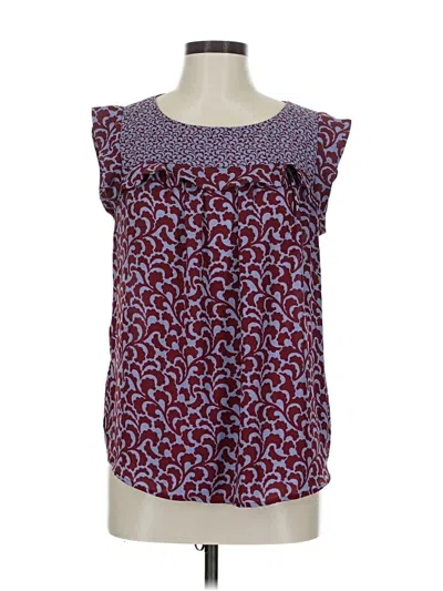 Pre-owned Ann Taylor Loft Short Sleeve Blouse In Burgundy