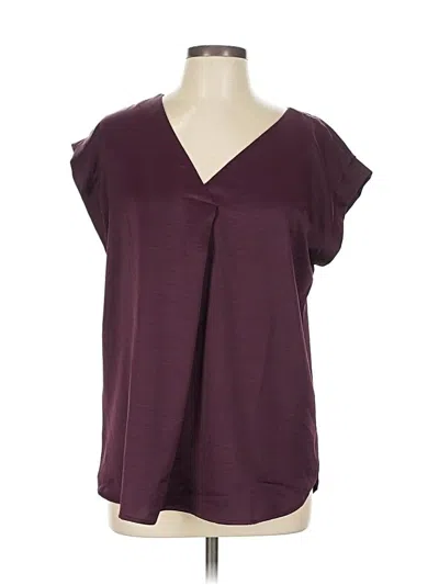 Pre-owned Ann Taylor Loft Short Sleeve Blouse In Burgundy