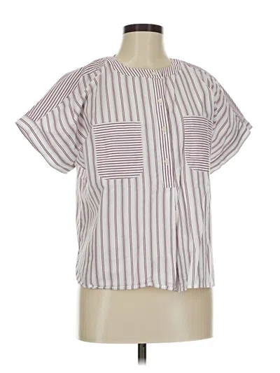 Pre-owned Ann Taylor Loft Short Sleeve Blouse In Burgundy