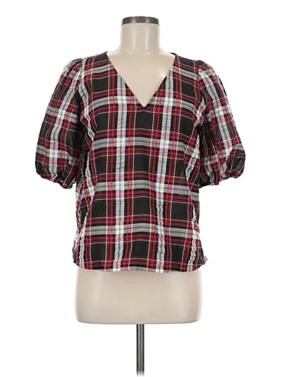 Pre-owned Ann Taylor Loft Short Sleeve Blouse In Burgundy