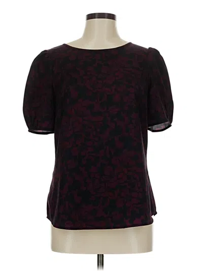 Pre-owned Ann Taylor Loft Short Sleeve Blouse In Burgundy