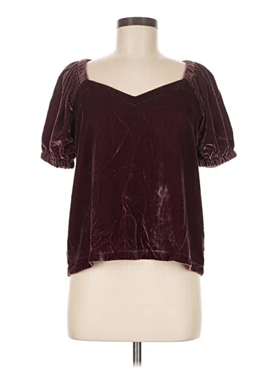 Pre-owned Ann Taylor Loft Short Sleeve Blouse In Burgundy