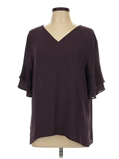 Pre-owned Ann Taylor Loft Short Sleeve Blouse In Burgundy