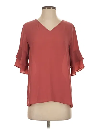 Pre-owned Ann Taylor Loft Short Sleeve Blouse In Burgundy