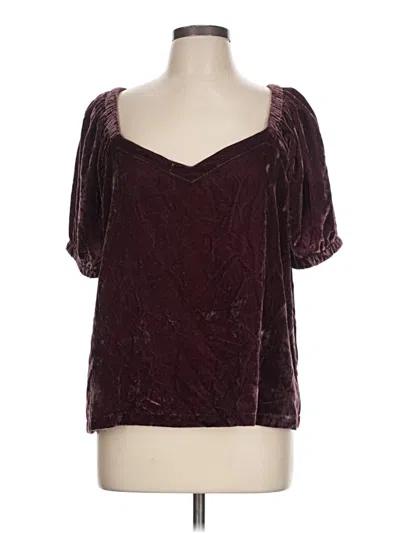 Pre-owned Ann Taylor Loft Short Sleeve Blouse In Burgundy