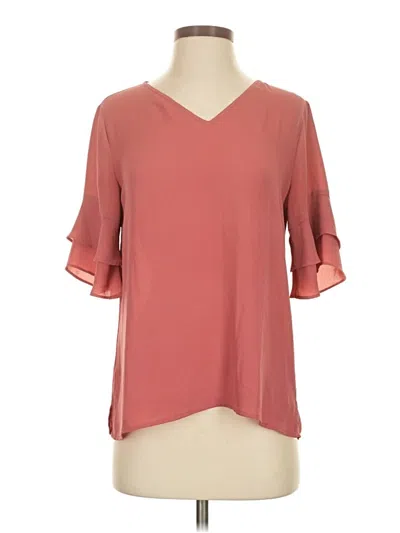 Pre-owned Ann Taylor Loft Short Sleeve Blouse In Burgundy