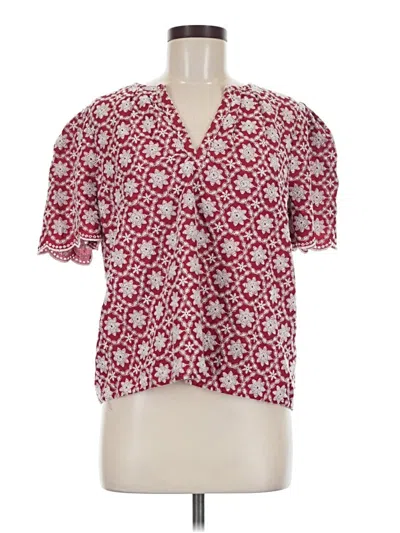 Ann Taylor Loft Short Sleeve Blouse In Burgundy