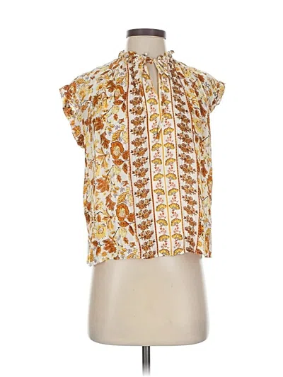 Pre-owned Ann Taylor Loft Short Sleeve Blouse In Gold