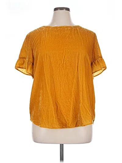 Pre-owned Ann Taylor Loft Short Sleeve Blouse In Gold