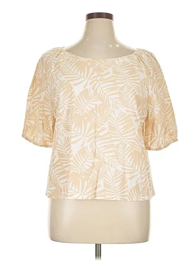Pre-owned Ann Taylor Loft Short Sleeve Blouse In Gold
