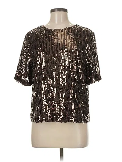Pre-owned Ann Taylor Loft Short Sleeve Blouse In Gold