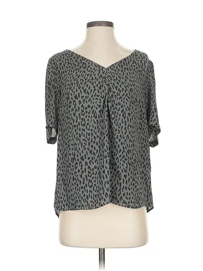 Pre-owned Ann Taylor Loft Short Sleeve Blouse In Gray