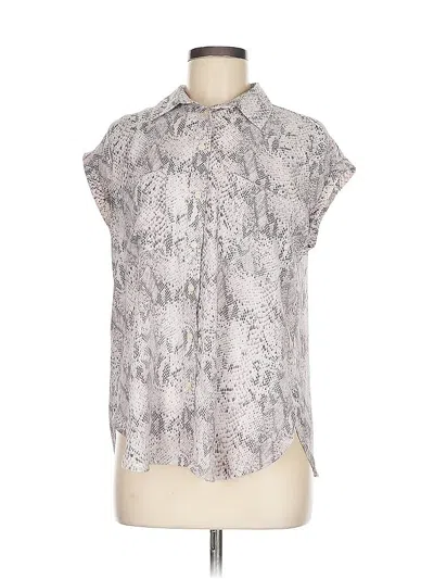 Pre-owned Ann Taylor Loft Short Sleeve Blouse In Gray