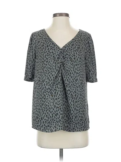 Pre-owned Ann Taylor Loft Short Sleeve Blouse In Gray