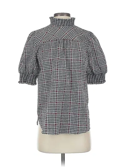 Pre-owned Ann Taylor Loft Short Sleeve Blouse In Gray