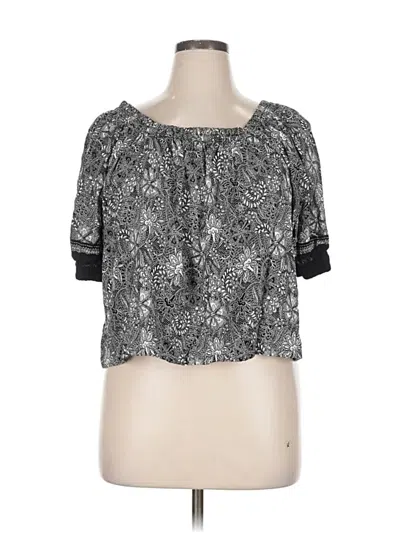 Pre-owned Ann Taylor Loft Short Sleeve Blouse In Gray