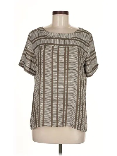Pre-owned Ann Taylor Loft Short Sleeve Blouse In Gray