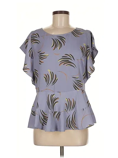 Pre-owned Ann Taylor Loft Short Sleeve Blouse In Gray