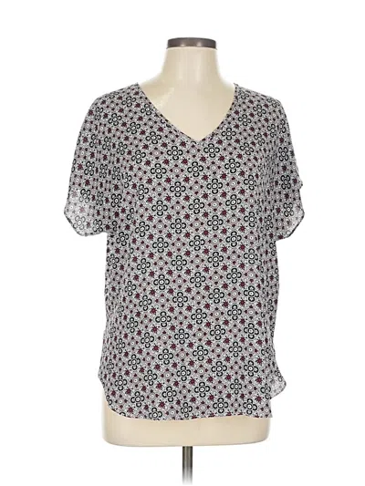 Pre-owned Ann Taylor Loft Short Sleeve Blouse In Gray