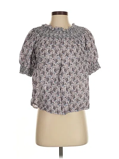 Pre-owned Ann Taylor Loft Short Sleeve Blouse In Gray