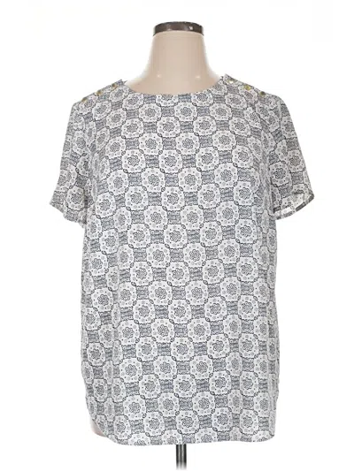 Pre-owned Ann Taylor Loft Short Sleeve Blouse In Gray