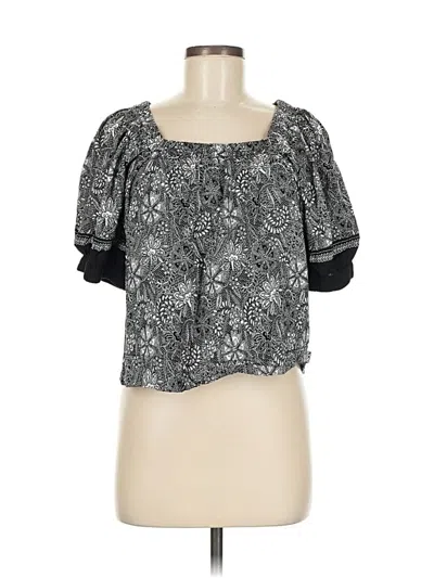 Pre-owned Ann Taylor Loft Short Sleeve Blouse In Gray