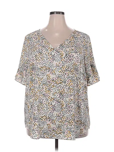 Pre-owned Ann Taylor Loft Short Sleeve Blouse In Gray