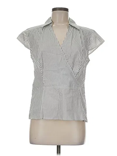 Pre-owned Ann Taylor Loft Short Sleeve Blouse In Gray