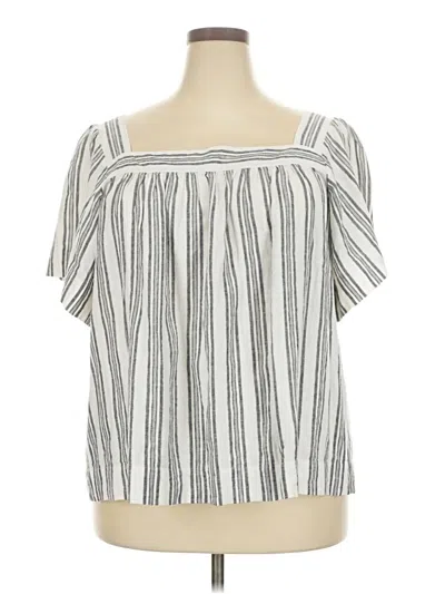 Pre-owned Ann Taylor Loft Short Sleeve Blouse In Gray