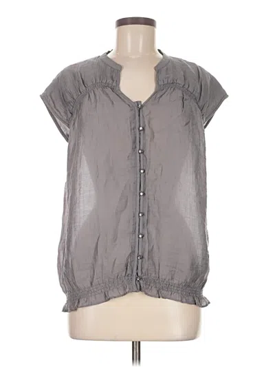 Pre-owned Ann Taylor Loft Short Sleeve Blouse In Gray