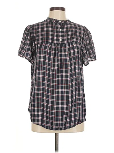 Pre-owned Ann Taylor Loft Short Sleeve Blouse In Gray