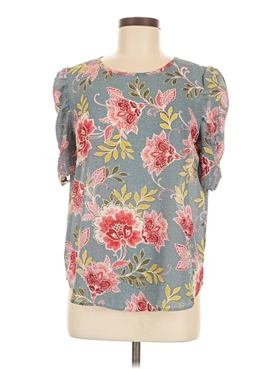 Pre-owned Ann Taylor Loft Short Sleeve Blouse In Gray