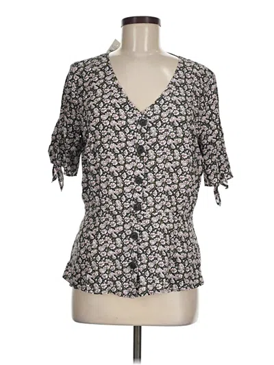 Pre-owned Ann Taylor Loft Short Sleeve Blouse In Gray
