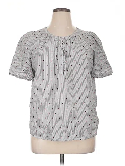 Pre-owned Ann Taylor Loft Short Sleeve Blouse In Gray