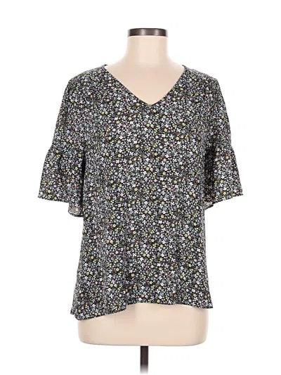 Pre-owned Ann Taylor Loft Short Sleeve Blouse In Gray