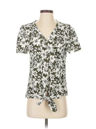 Pre-owned Ann Taylor Loft Short Sleeve Blouse In Green