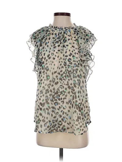 Pre-owned Ann Taylor Loft Short Sleeve Blouse In Green