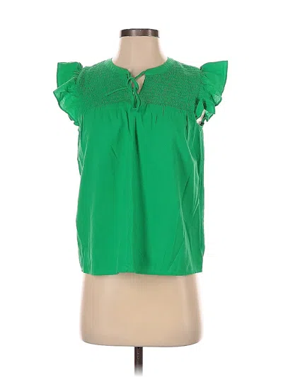 Pre-owned Ann Taylor Loft Short Sleeve Blouse In Green