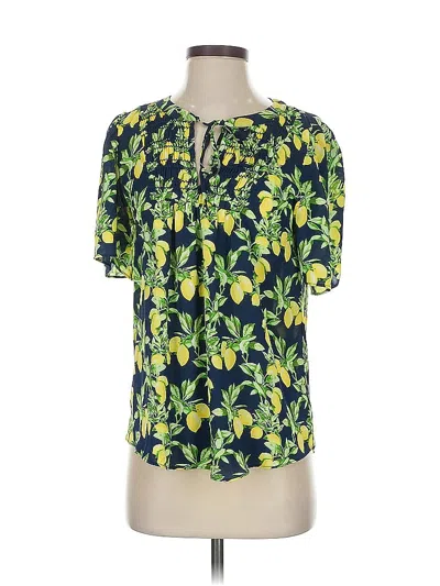 Pre-owned Ann Taylor Loft Short Sleeve Blouse In Green