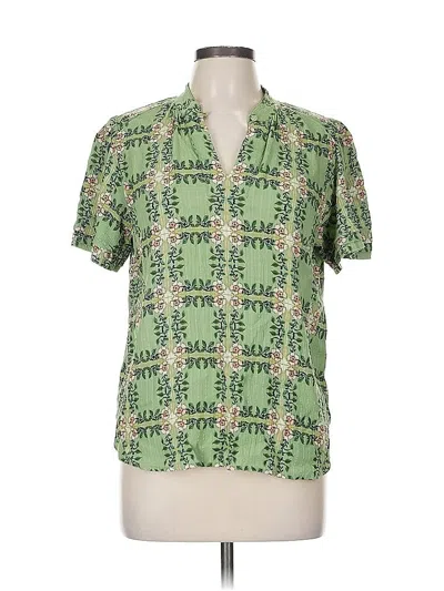 Pre-owned Ann Taylor Loft Short Sleeve Blouse In Green