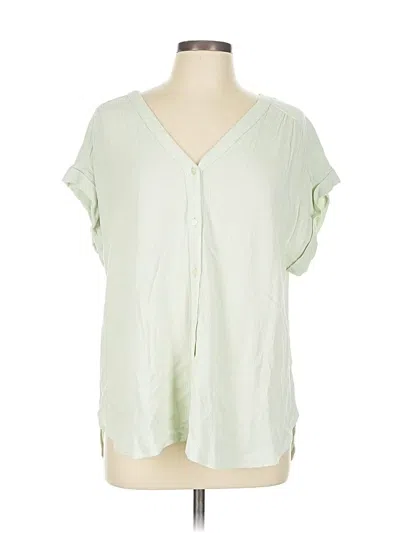 Pre-owned Ann Taylor Loft Short Sleeve Blouse In Green