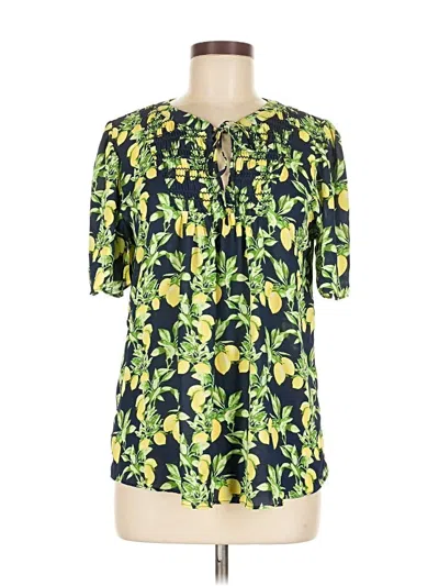 Pre-owned Ann Taylor Loft Short Sleeve Blouse In Green