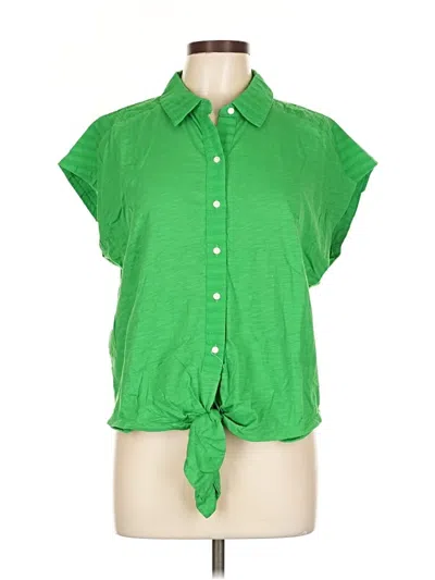 Pre-owned Ann Taylor Loft Short Sleeve Blouse In Green