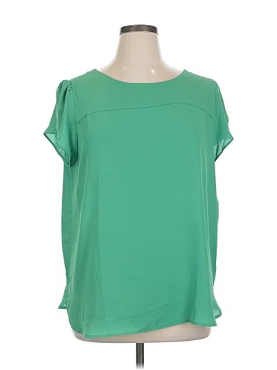 Pre-owned Ann Taylor Loft Short Sleeve Blouse In Green