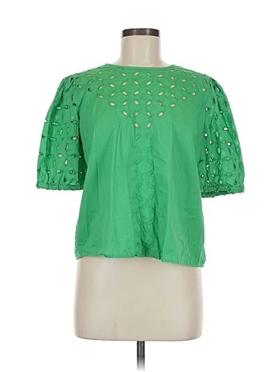 Pre-owned Ann Taylor Loft Short Sleeve Blouse In Green